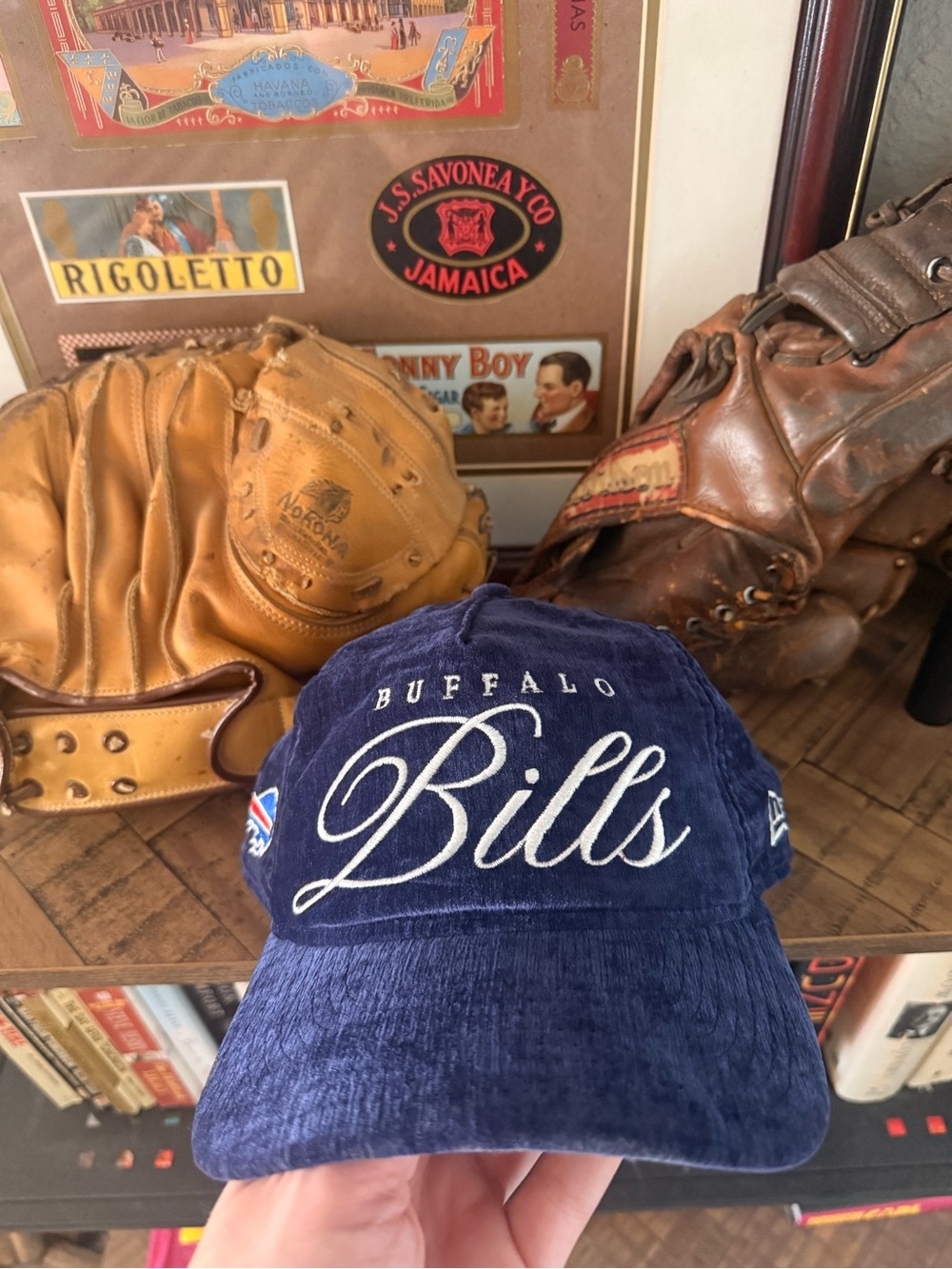 PacSun Navy Buffalo Bills Script Corduroy Hat